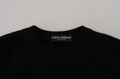 Pull en laine à logo noir Dolce &amp; Gabbana