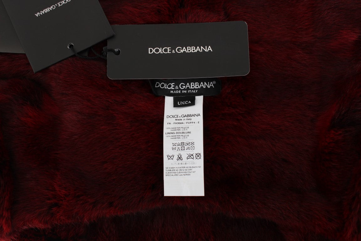 Dolce &amp; Gabbana luxueux foulard à capuche en fourrure bordeaux