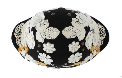 Chapeau cloche en laine à fleurs noir Dolce &amp; gabbana