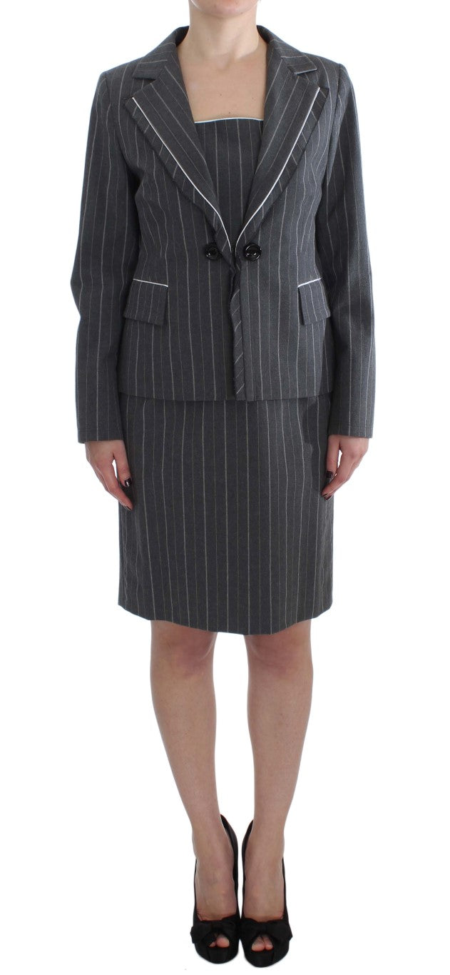 Ensemble robe et blazer à rayures grises Bencivenga