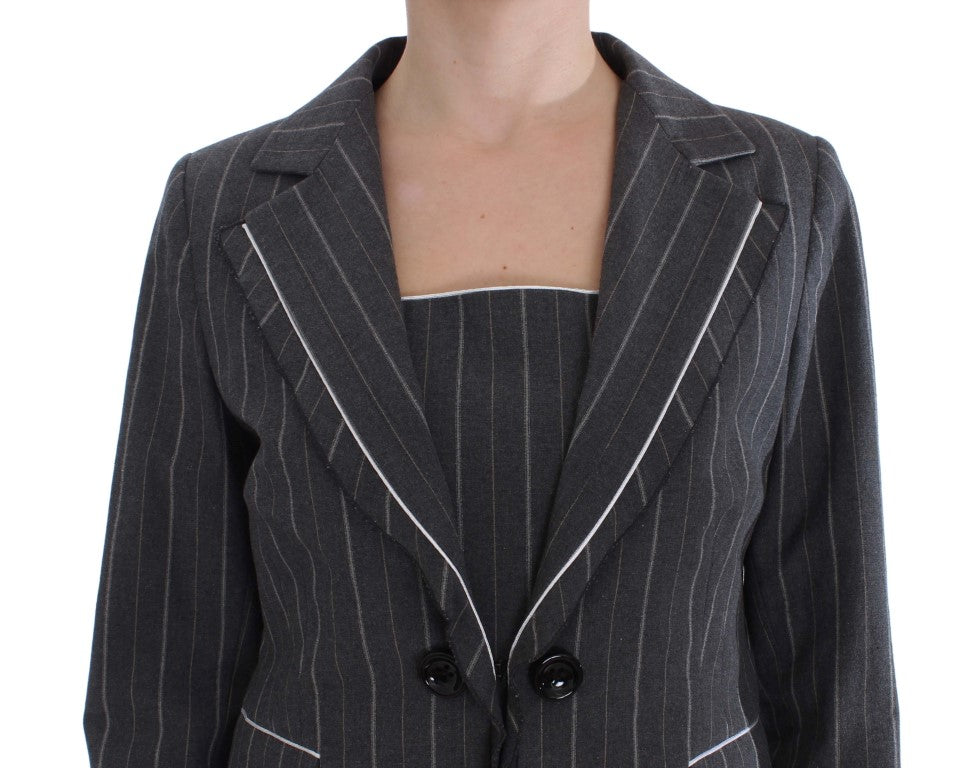 Ensemble robe et blazer à rayures grises Bencivenga