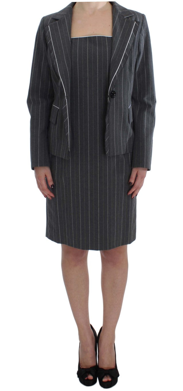 Ensemble robe et blazer à rayures grises Bencivenga