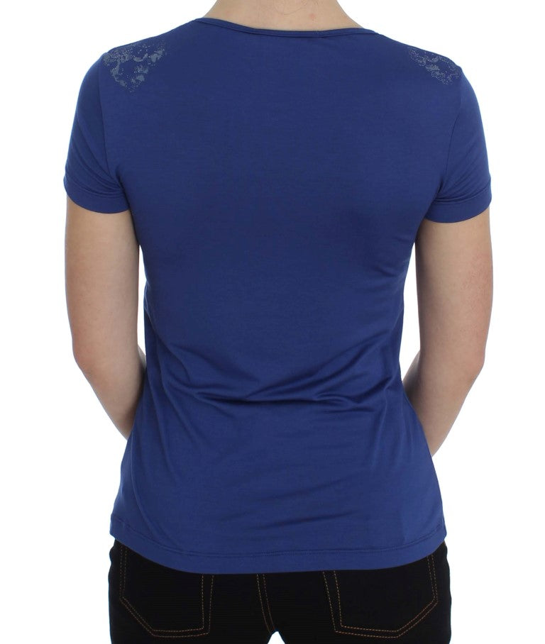 Ermanno Scervino - T-shirt bleu à col rond avec logo