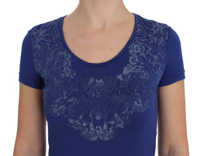 Ermanno Scervino - T-shirt bleu à col rond avec logo