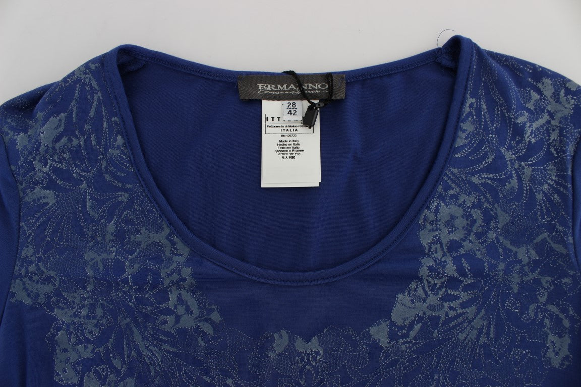 Ermanno Scervino - T-shirt bleu à col rond avec logo