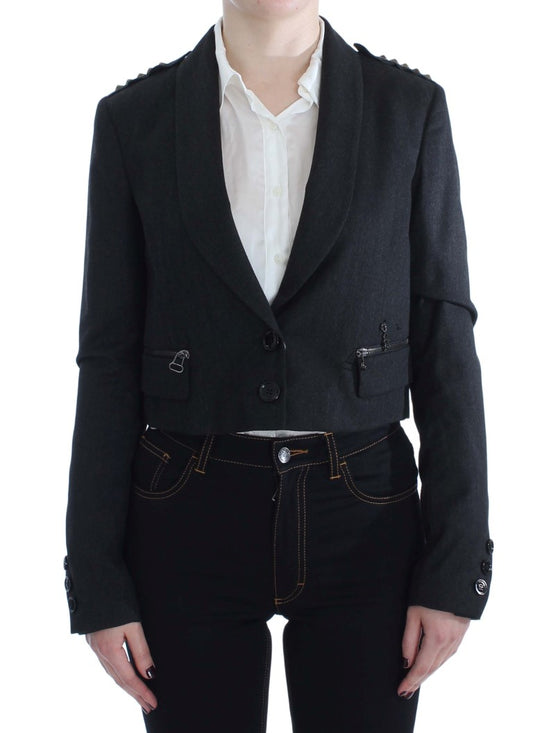 Veste blazer grise à boutons dorés Exte