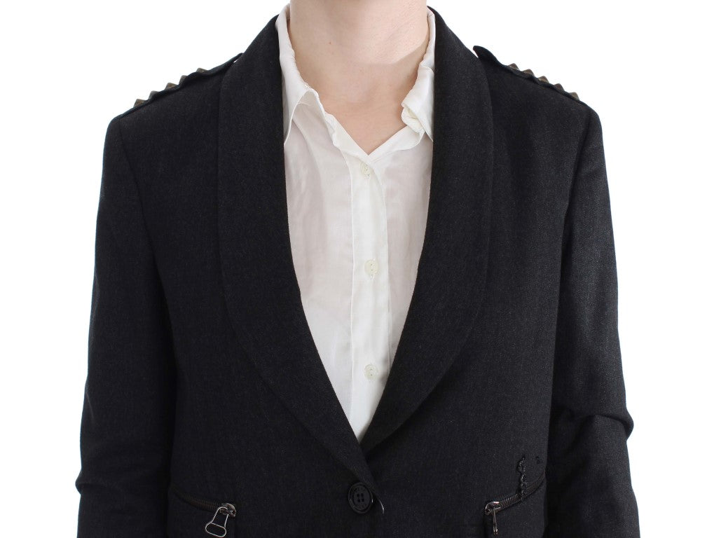 Veste blazer grise à boutons dorés Exte