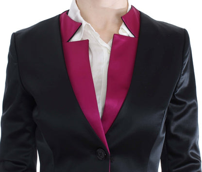 Blazer droit noir et rose Exte