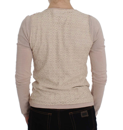 Pull cache-cœur rose souvenirs roses en tricot de coton