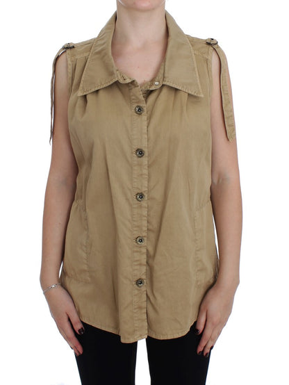 Blouse sans manches en coton beige Plein sud