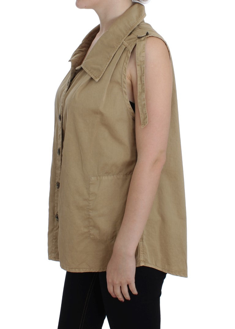 Blouse sans manches en coton beige Plein sud