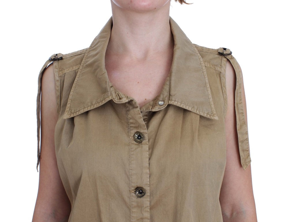 Blouse sans manches en coton beige Plein sud