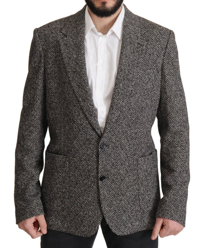 Dolce &amp; Gabbana veste blazer gris à chevrons exquise