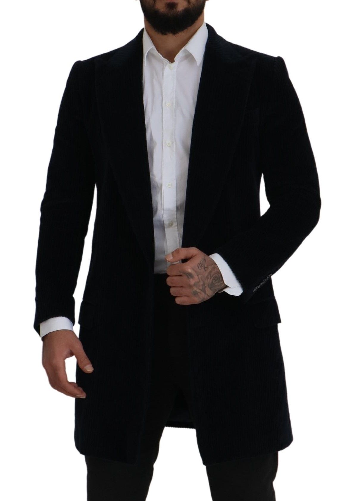 Veste cardigan longue en coton noir Dolce &amp; gabbana