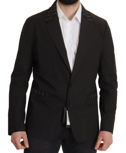 Veste blazer noire en coton et laine mélangée Dolce &amp; Gabbana