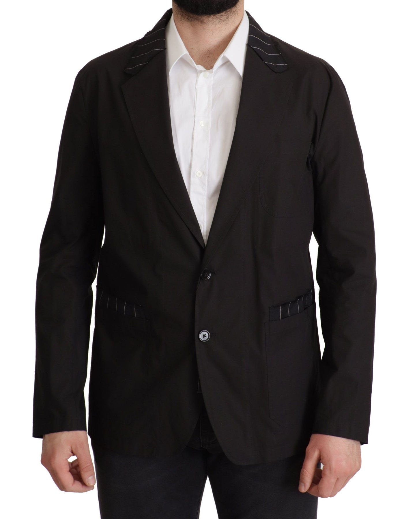 Veste blazer noire en coton et laine mélangée Dolce &amp; Gabbana