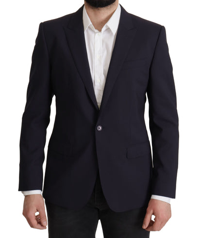 Dolce &amp; Gabbana blazer slim en laine mélangée bleu marine