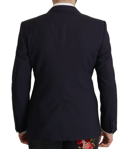 Dolce &amp; Gabbana blazer slim en laine mélangée bleu marine