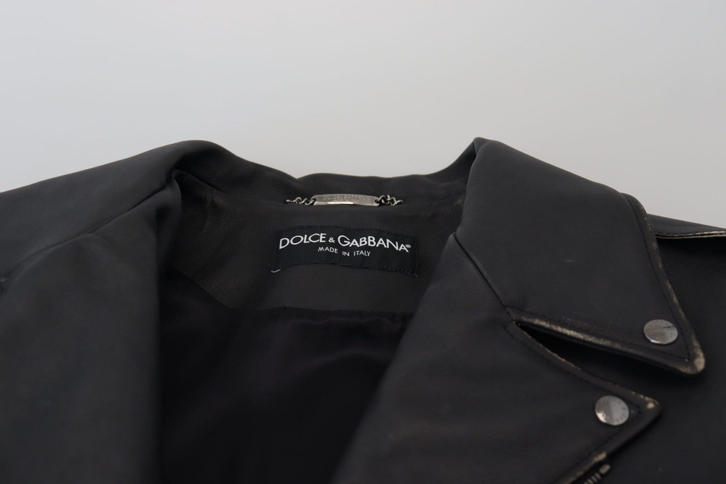 Veste motard en cuir noir Dolce &amp; Gabbana