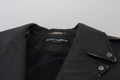 Veste motard en cuir noir Dolce &amp; Gabbana