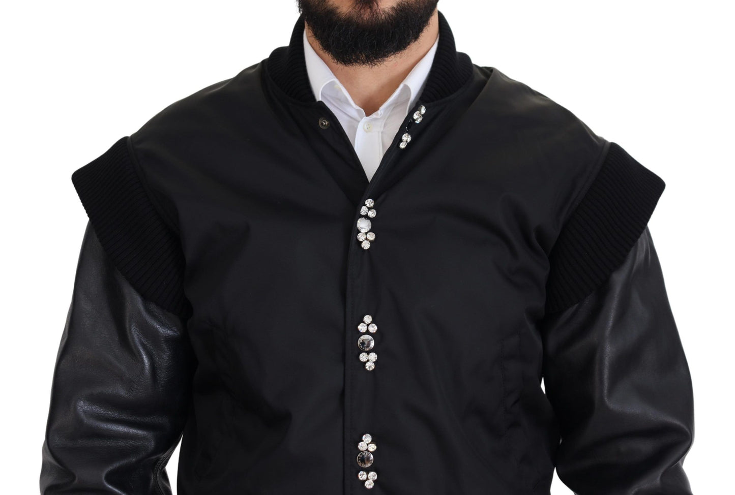 Dolce &amp; gabbana blouson aviateur noir à cristaux