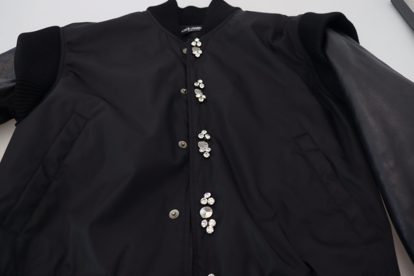 Dolce &amp; gabbana blouson aviateur noir à cristaux