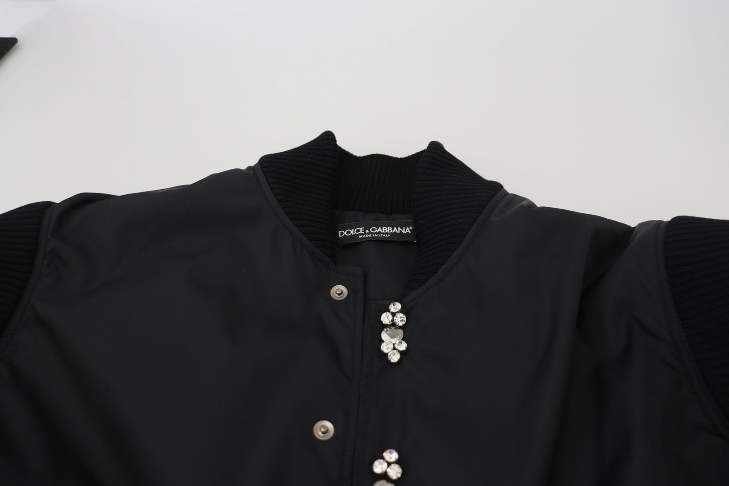 Dolce &amp; gabbana blouson aviateur noir à cristaux