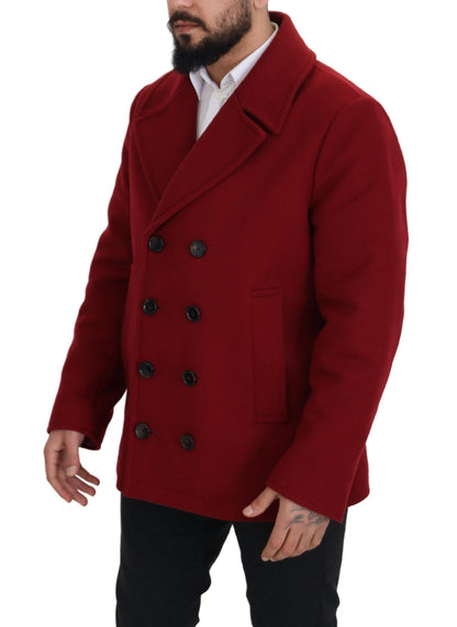 Dolce & Gabbana Elegant Red Double Breasted Wool Jacket