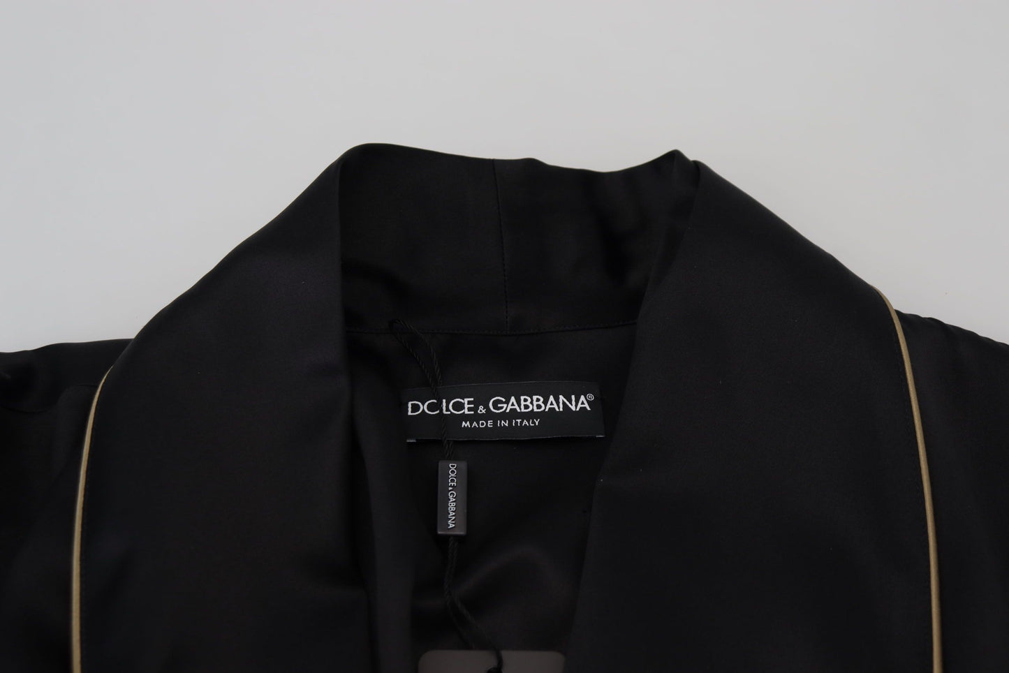 Manteau long en soie noire Dolce &amp; Gabbana