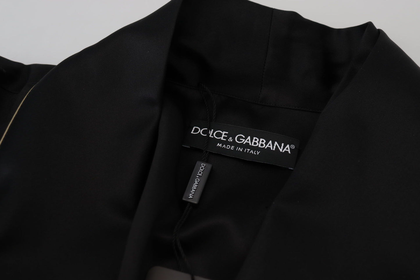 Manteau long en soie noire Dolce &amp; Gabbana