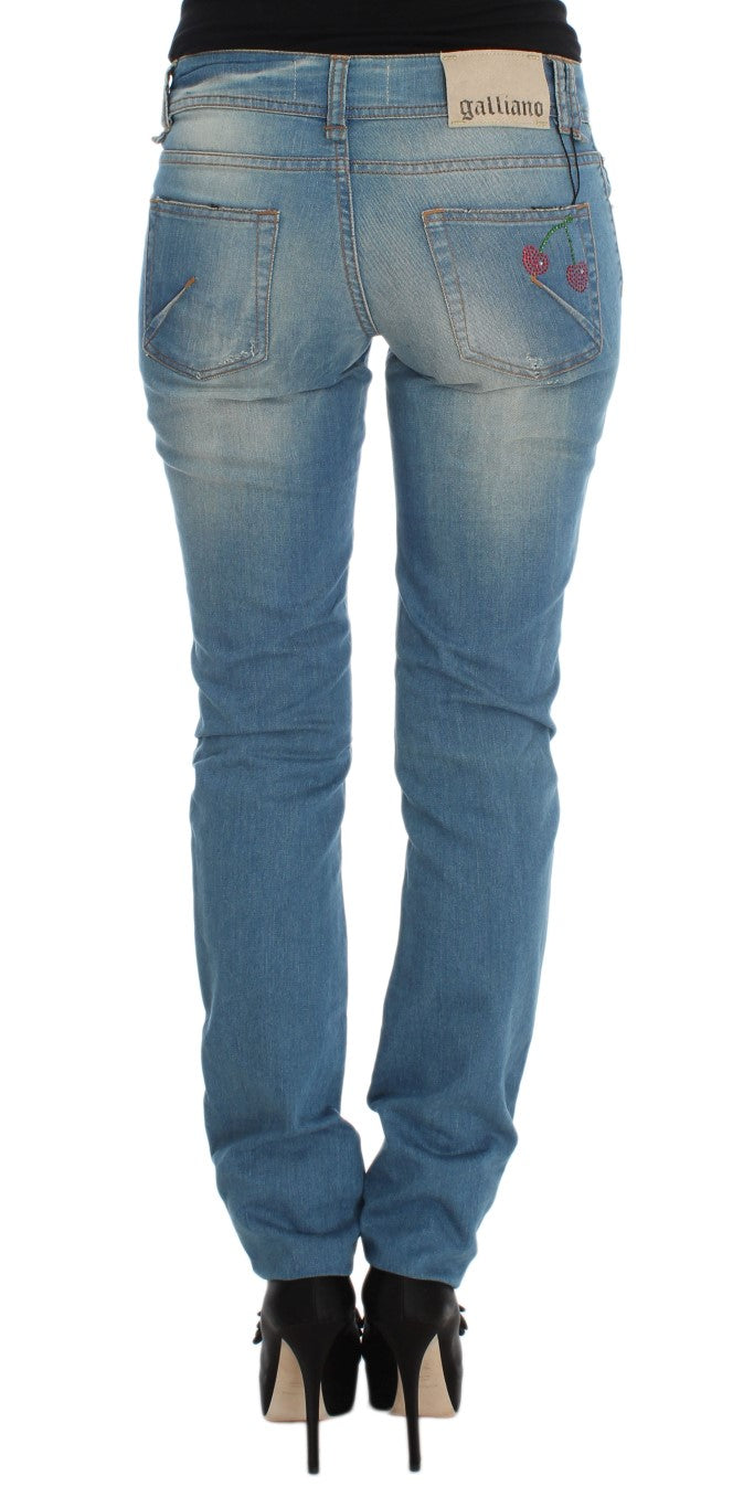 John Galliano Sleek Blue Slim Fit Designer Jeans