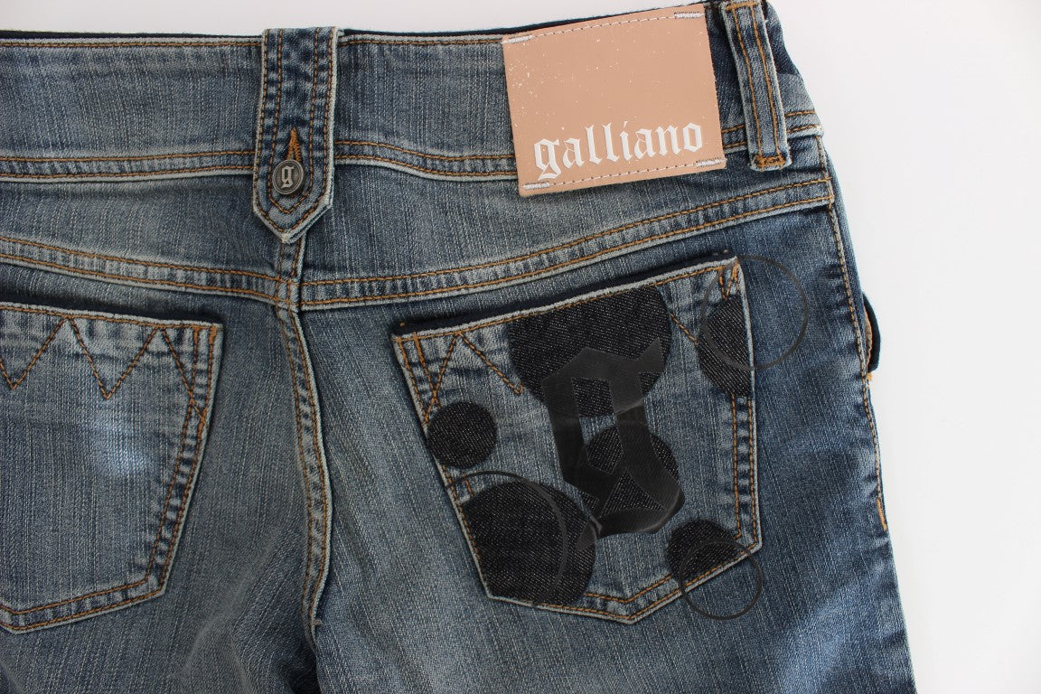 John Galliano - Jean bootcut coupe slim - Délavage bleu