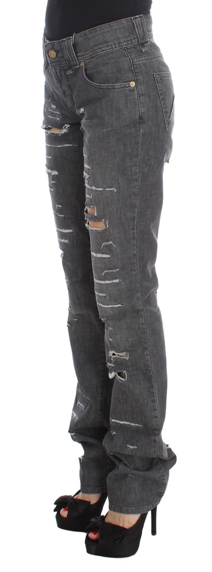 John Galliano Chic Gray Wash Straight Fit Jeans