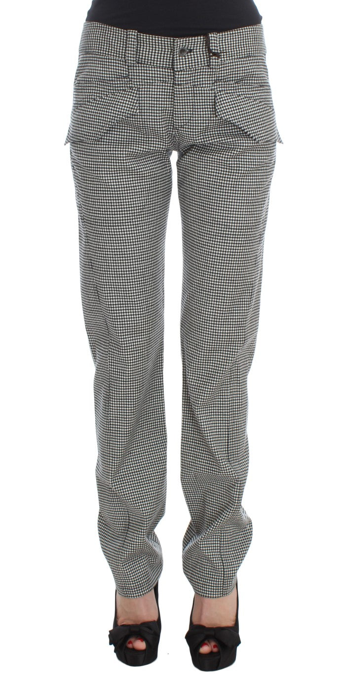 Ermanno scervino pantalon à carreaux noir et blanc coupe classique