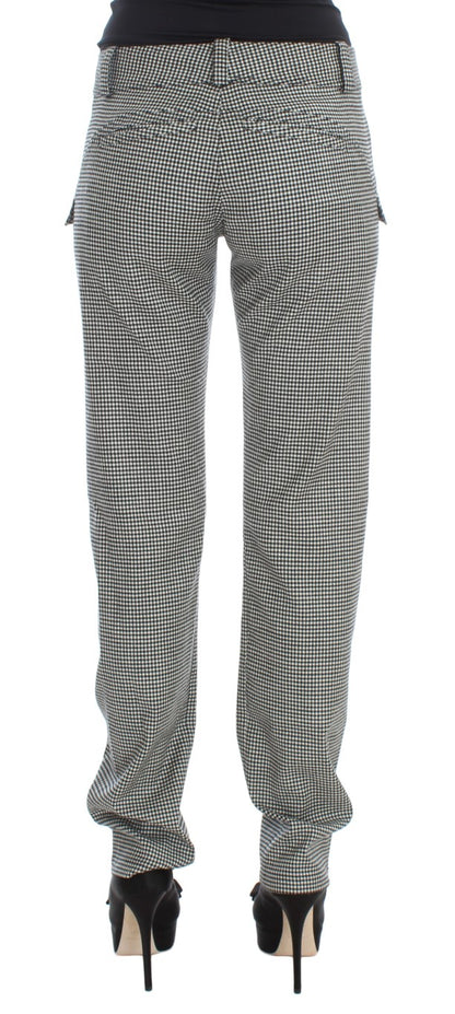 Ermanno scervino pantalon à carreaux noir et blanc coupe classique