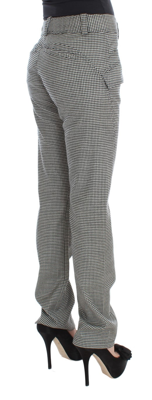 Ermanno scervino pantalon à carreaux noir et blanc coupe classique