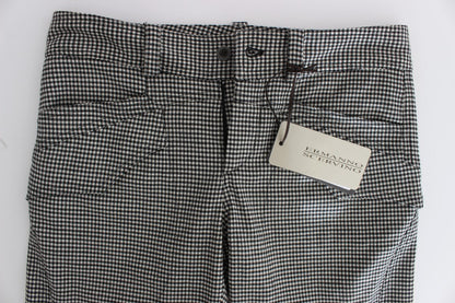 Ermanno scervino pantalon à carreaux noir et blanc coupe classique