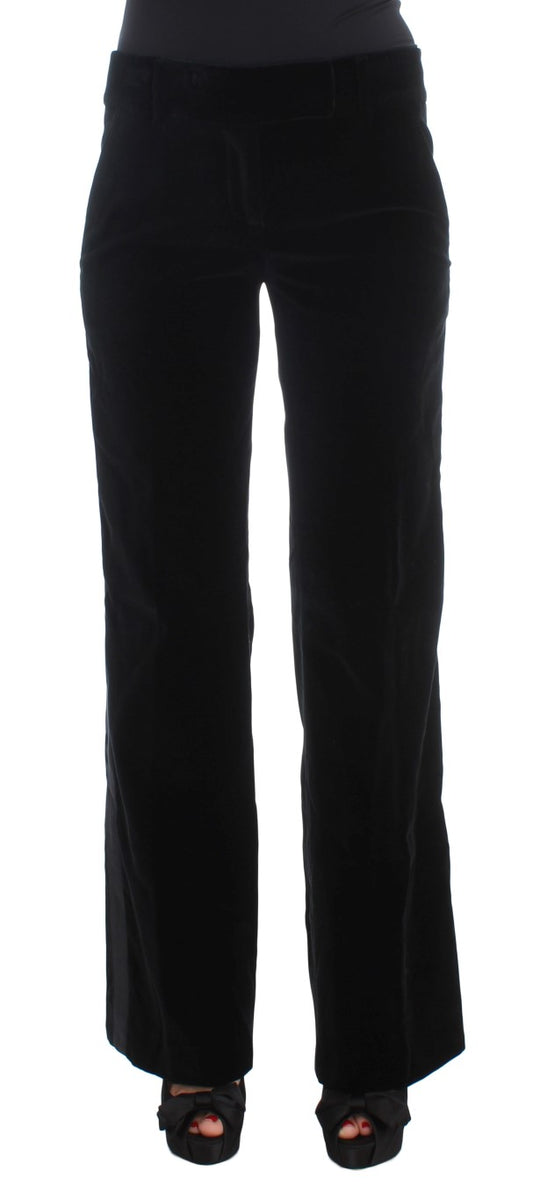 Ermanno scervino pantalon large noir en soie mélangée