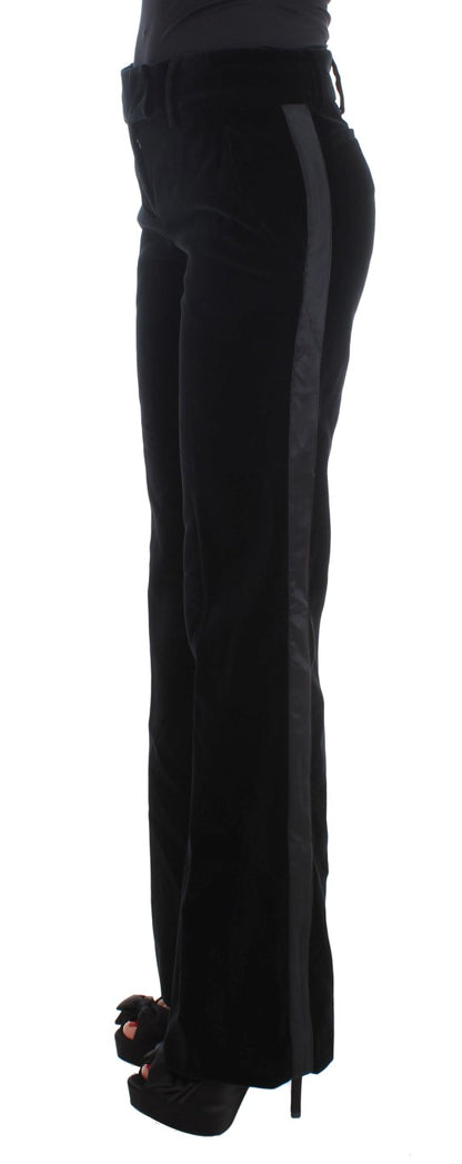 Ermanno scervino pantalon large noir en soie mélangée