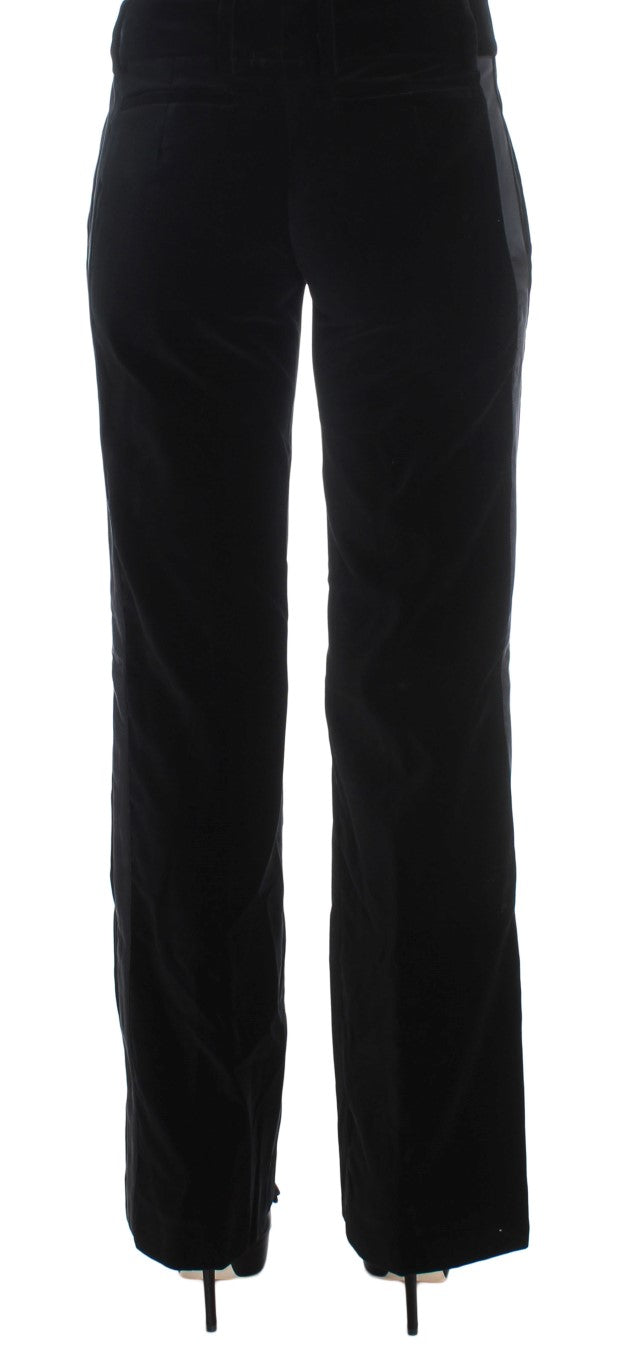 Ermanno scervino pantalon large noir en soie mélangée