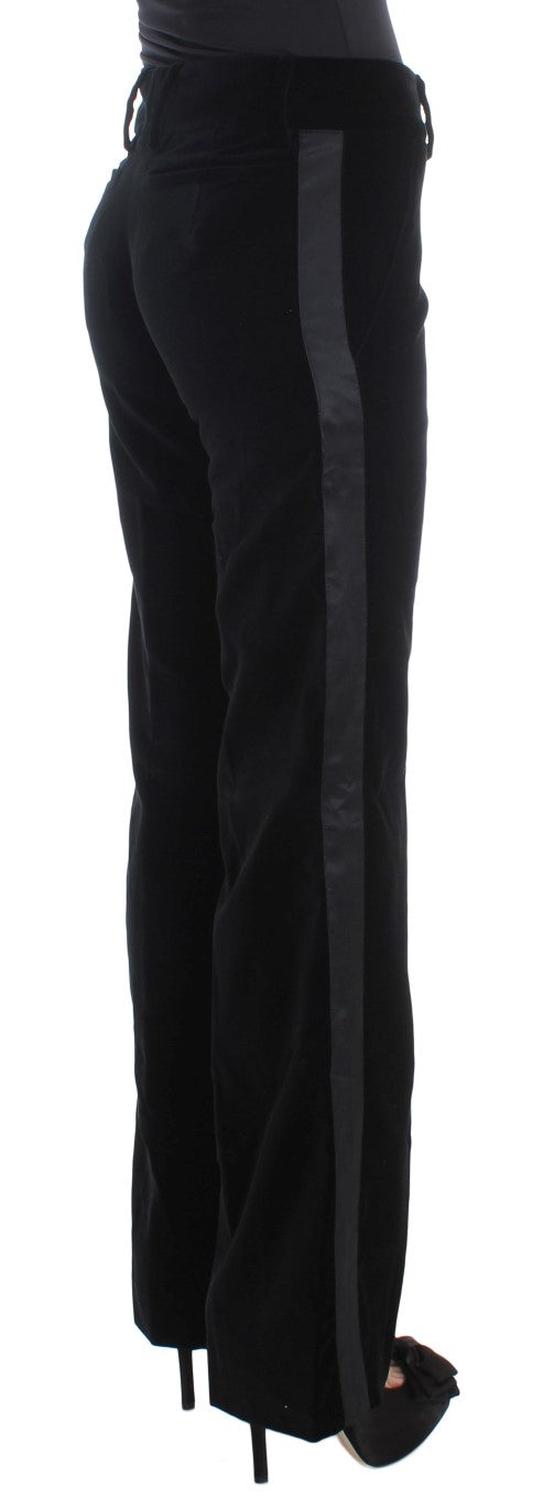 Ermanno scervino pantalon large noir en soie mélangée