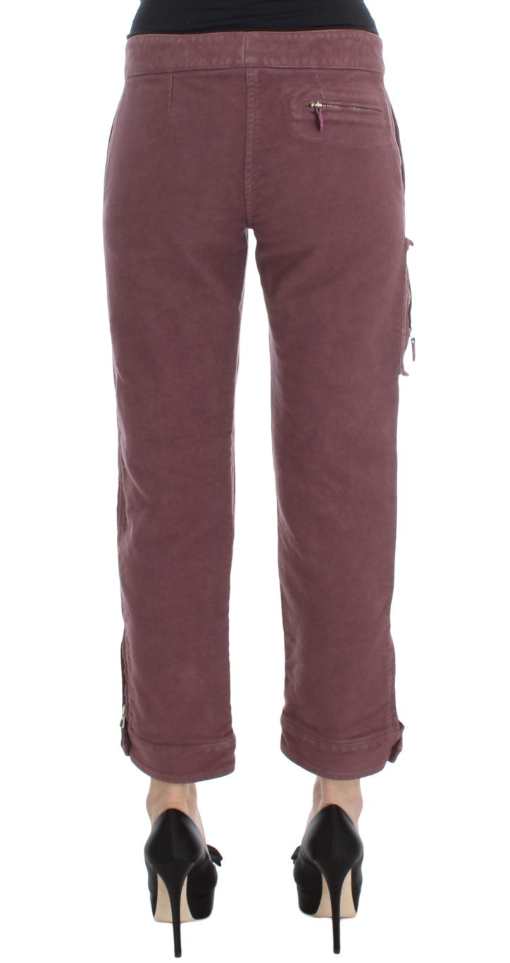 Ermanno Scervino Chic Bordeaux Capri Cropped Cargo Pants