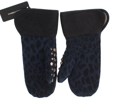 Gants en laine et peau de mouton gris Dolce &amp; gabbana avec détails cloutés