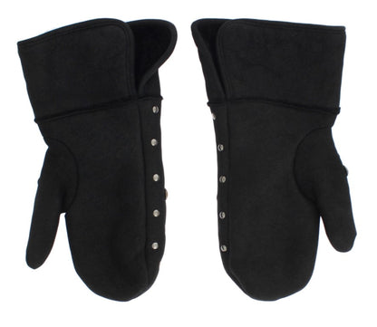 Dolce &amp; gabbana gants en laine gris cloutés