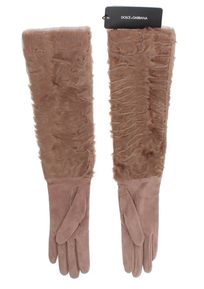 Dolce &amp; gabbana gants mi-longs en daim beige