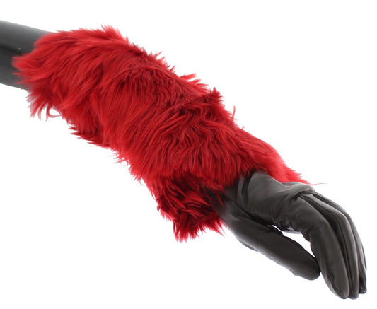 Dolce & gabbana red leather elbow long gloves