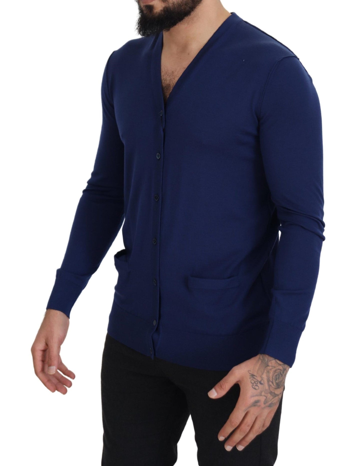 Dolce & Gabbana Elegant Virgin Wool Blue Cardigan Sweater