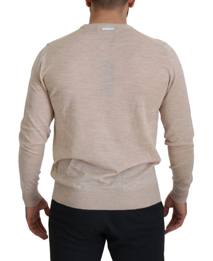 Pull en laine à col rond beige Dolce &amp; gabbana