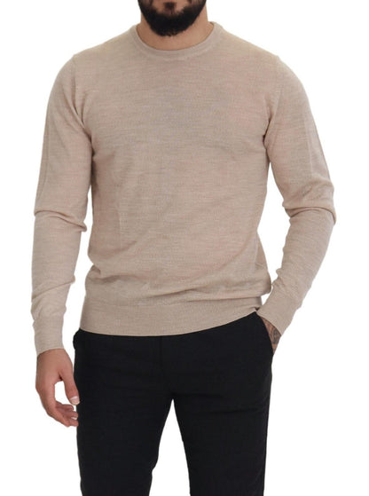 Pull en laine à col rond beige Dolce &amp; gabbana