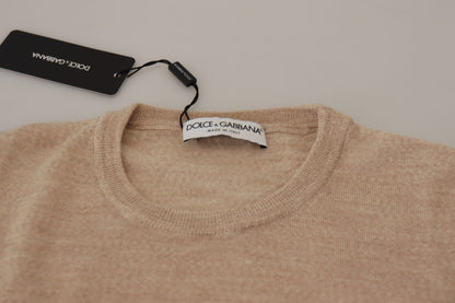 Pull en laine à col rond beige Dolce &amp; gabbana